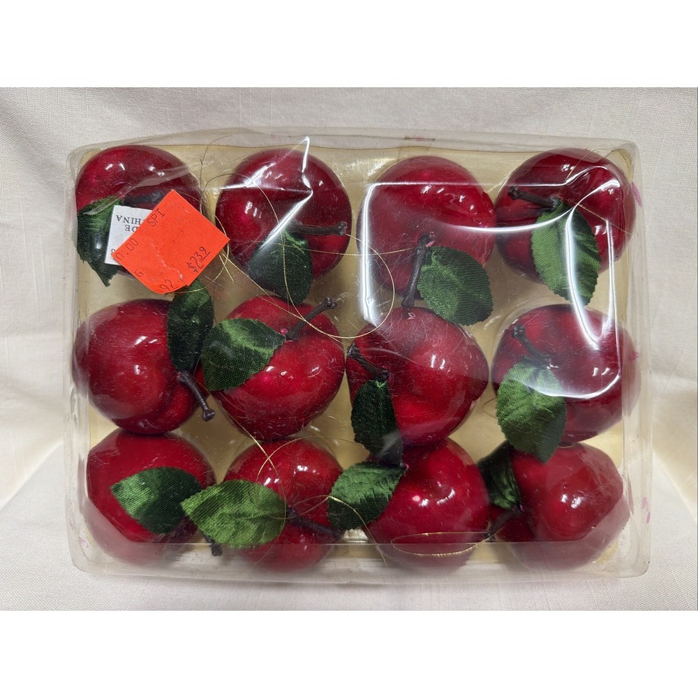 Vintage Michaels Red Apple Christmas Ornaments Set of 12 Faux Fruit Decor 1995